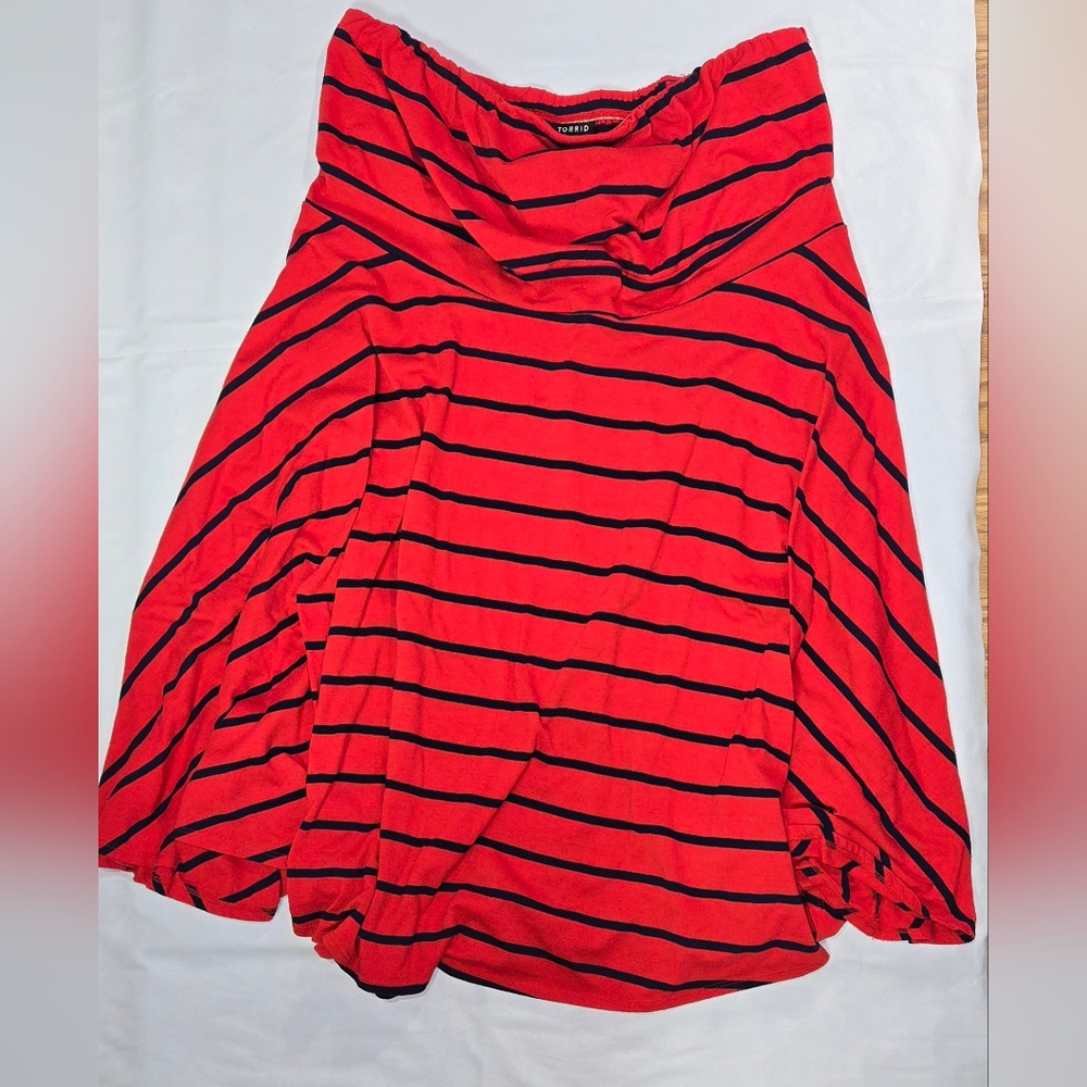 Torrid Strapless Dress Or Coverup Red And Black